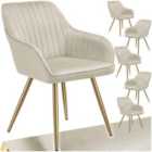 Dining Chair Marilyn - Quilted Velvet, Continuous Backrest, Gold Steel Legs