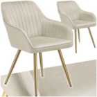 Dining Chair Marilyn - Quilted Velvet, Continuous Backrest, Gold Steel Legs