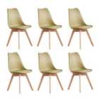 Life Interiors Set Of 6 Lorenzo Plastic Dining Chairs With Faux Leather Padded Cushions For Lounge Office Dining Room Kitchen, Lime Green