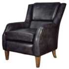 Elm Home And Garden Real Genuine Leather Tub Aviator Wing Accent Arm Chair Grey
