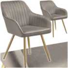 Dining Chair Marilyn - Quilted Velvet, Continuous Backrest, Gold Steel Legs