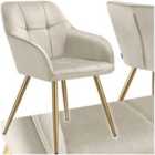 Chair Marilyn - Quilted Velvet Look, Continuous Backrest, Golden Steel Legs
