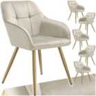 Chair Marilyn - Quilted Velvet Look, Continuous Backrest, Golden Steel Legs