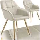 Chair Marilyn - Quilted Velvet Look, Continuous Backrest, Golden Steel Legs