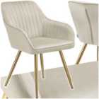 Dining Chair Marilyn - Quilted Velvet, Continuous Backrest, Gold Steel Legs
