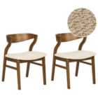 Beliani Set Of 2 Dining Chairs Maroa Wood Light Beige