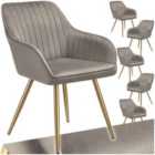 Dining Chair Marilyn - Quilted Velvet, Continuous Backrest, Gold Steel Legs
