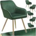 Dining Chair Marilyn - Quilted Velvet, Continuous Backrest, Gold Steel Legs