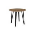 Decortie Dining Table Round With Metal Legs 90X90X77.5Cm Up-to 4 Seater Particleboard Natural Oak