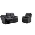 Furniture One Manual Reclining Sofa Collection Sectional Couches Set Grey - 3+1 Seater Sofa Set