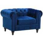 Beliani Armchair Chesterfield Velvet Navy Blue