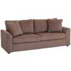 HOMCOM 212 cm Upholstered Jumbo Cord Sofa Couch with Spring Cushion, Coffee