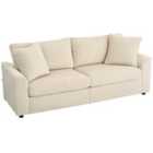 HOMCOM 212 cm Upholstered Jumbo Cord Sofa Couch with Spring Cushion, Cream