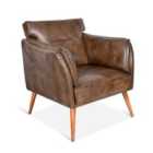 North Interiors Real Genuine Leather Arm Tub Chair Tan Brown Wing 95Cm High X 86Cm Wide X 83Cm Deep Only Legs To Attach