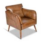 North Interiors Real Genuine Leather Arm Tub Chair Tan Brown Wing 95Cm High X 86Cm Wide X 83Cm Deep
