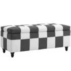 HOMCOM 114 x 47 x 47cm Velvet Storage Ottoman, Button-tufted Footstool Box