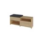 Decortie Shoe Bench Storage 40.5X120.3X51Cm Particleboard Oak