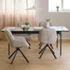 Furniture To Go Angus Dining Table In Black 200X74Cm Included 4 Carrie Swivel Dining Chairs In Sand