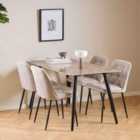 Furniture To Go Wicklow Ceramic Dining Table Brown/Black 140X75Cm Included 4 Brooke Dining Chairs In Monza Beige