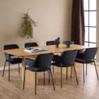 Furniture To Go Christo Dining Table In Oak 220X75Cm Including 6 Lima Dining Chairs With Armrest In Black