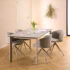 Furniture To Go Palermo Ceramic Dining Table In Grey 160X75Cm Included 4 Ella Swivel Beige Dining Chairs