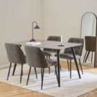 Furniture To Go Wicklow Rectangular Dining Table In Grey/Black 140X75Cm Included 4 Brooke Dining Chairs In Taupe