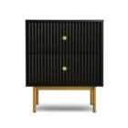 Home Garden Direct Devon - Bedside Table With 2 Drawers - Black