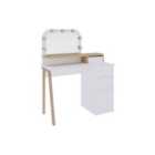 Decortie Dressing Table 51.5X105X131Cm 3 Drawer Particleboard White, Oak