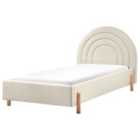 Beliani Fabric Eu Single Size Bed Beige Anet