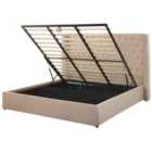 Beliani Ottoman Bed Velvet Lubbon 180 X 200 Cm Eu Super King Beige