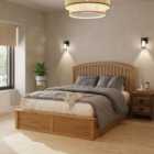 GFW Madrid Double Oak Wooden Ottoman Bed & Bonnel Mattress