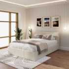 GFW End Lift King Ottoman Natural Fabric Bed & Pocket Mattress