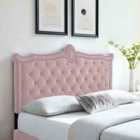 Eleganza Home Lika Pink Plush Small Double 26 Inch Strutted Headboard