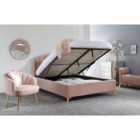 GFW Pettine King Pink Upholstered Ottoman Bed & Pocket Mattress