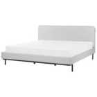 Beliani Bed Fabric Corio 180 X 200 Cm Eu Super King Light Grey