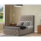 Eleganza Mary Chesterfield Headboard Floor Standing Matching Buttons King Linen Beige