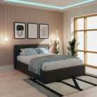 GFW Side Lift Small Double Ottoman Black PU Bed & Pocket Mattress