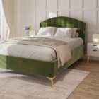 GFW Pettine King Green Upholstered Ottoman Bed & Pocket Mattress