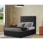 Eleganza Venezia Headboard Floor Standing Matching Buttons Double Linen Black