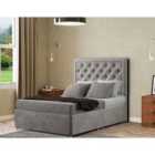 Eleganza Castle Headboard Floor Standing Matching Buttons King Plush Silver