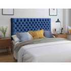 Eleganza Home Elba Blue Plush Small Double 26 Inch Strutted Headboard