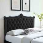 Eleganza Home Lika Black Plush Small Single 26 Inch Strutted Headboard