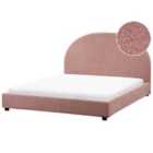 Beliani Bed Boucle Vaucluse 140 X 200 Cm Eu Double Pastel Pink