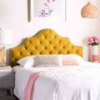 Eleganza Home Gemia Mustard Plush Double 26 Inch Strutted Headboard