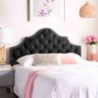 Eleganza Home Gemia Black Plush Small Double 26 Inch Strutted Headboard