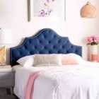 Eleganza Home Gemia Blue Plush Super King 26 Inch Strutted Headboard