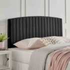 Eleganza Home Reet Black Plush Super King 26 Inch Strutted Headboard