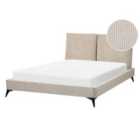 Beliani Bed Corduroy Melle 140 X 200 Cm Eu Double Taupe