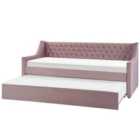 Beliani Trundle Bed Velvet Montargis 90 X 200 Cm Eu Single Pink