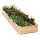 COSTWAY Wooden Raised Garden Bed with 2 Planter Boxes and Dividers-Natural